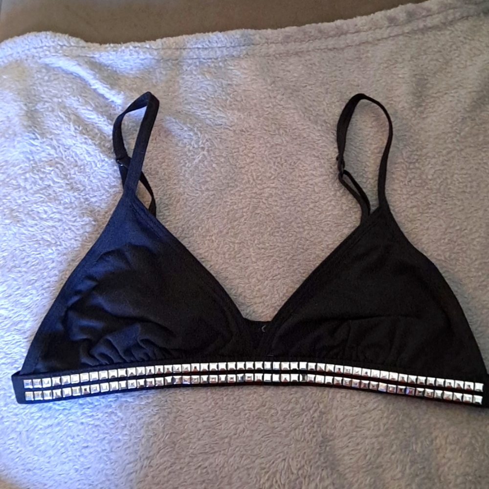 Victoria's Secret Pink bralette black with silver studs size small